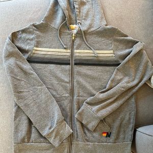 NWOT Aviator Nation striped hoodie * grey * size large